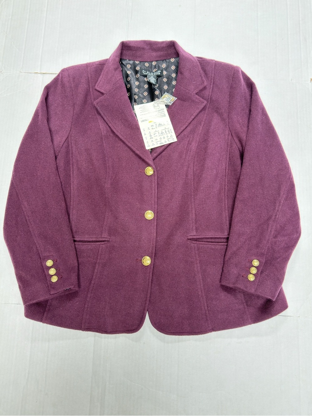 Dialogue QVC Style Women's 1X Wool Cashmere Blend Purple Blazer Jacket